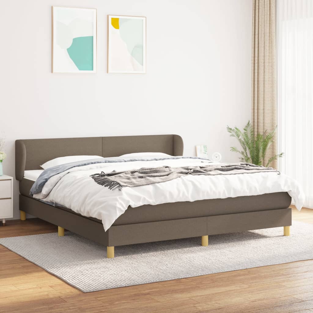 Lit à sommier tapissier avec matelas Taupe 180x200 cm Tissu