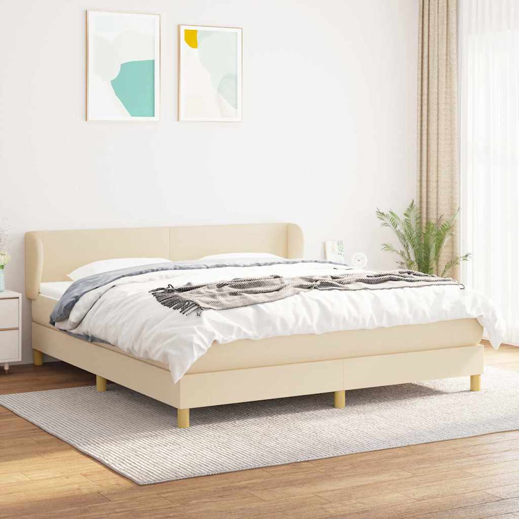 Kontinentalseng Med Madras Stof Farvet Creme - Med ensartet mønster / 180 x 200 cm