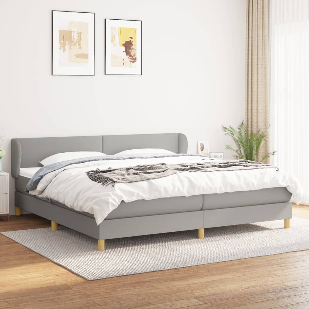 Box spring postel s matrací světle šedá 200 x 200 cm textil