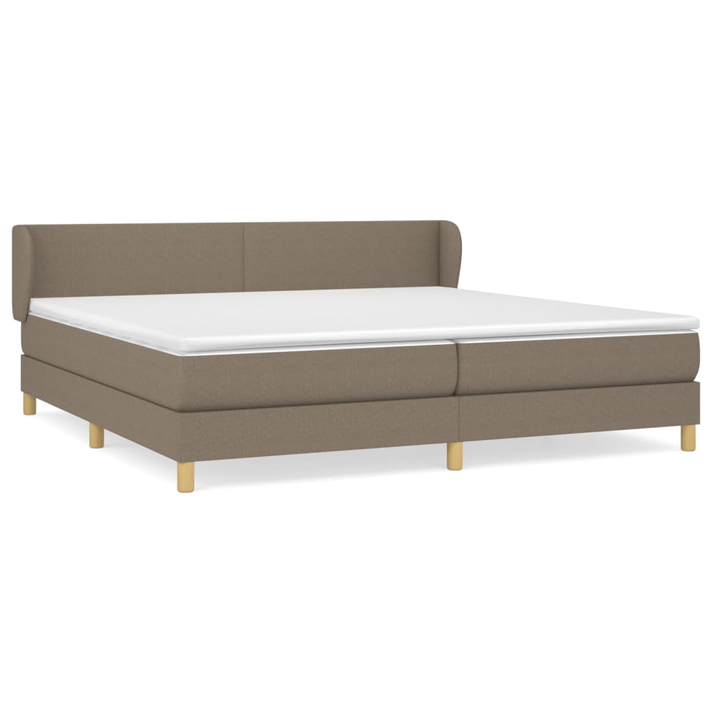 vidaXL Box spring postelja z vzmetnico taupe 200x200 cm blago