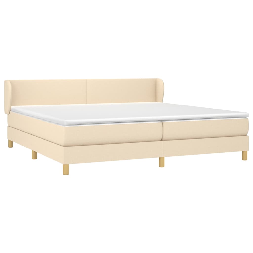 vidaXL Boxspring met matras stof crèmekleurig 200x200 cm afbeelding