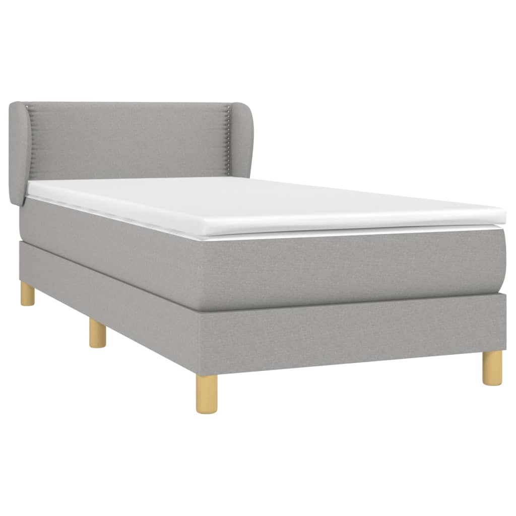 vidaXL Boxspring met matras stof lichtgrijs 80x200 cm afbeelding