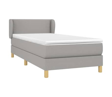 vidaXL Κρεβάτι Boxspring με Στρώμα Ανοιχτό Γκρι 90x190 εκ. Υφασμάτινο