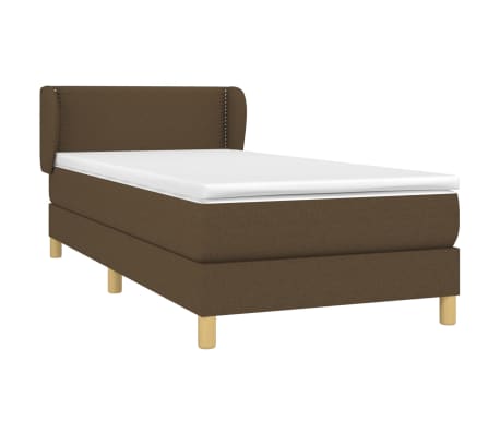 vidaXL Cama box spring con colch&oacute;n tela marr&oacute;n oscuro 90x190 cm