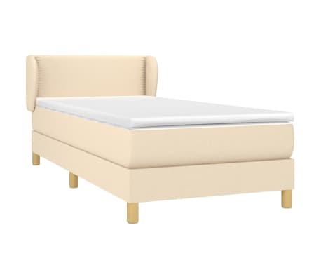 vidaXL Cama com molas/colch&atilde;o 90x190 cm tecido cor creme