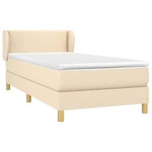 vidaXL Cama com molas/colch&atilde;o 90x190 cm tecido cor creme