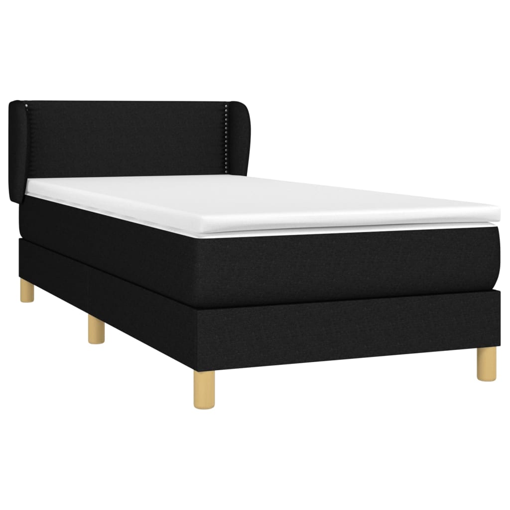 vidaXL Boxspring met matras stof zwart 90x200 cm afbeelding