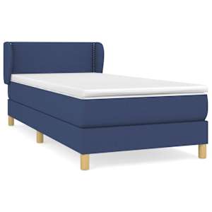 Box spring postel s matrací modrá 90x200 cm textil - obrázek 2