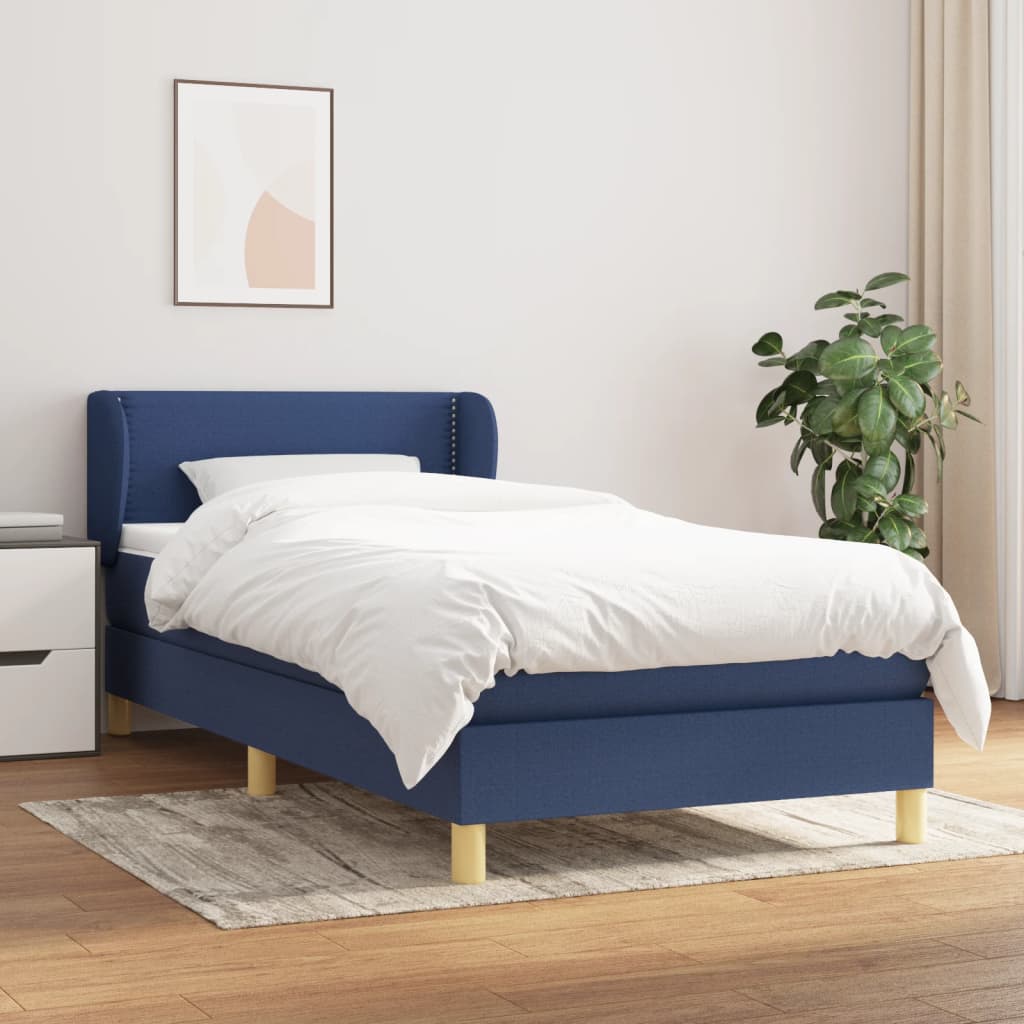 Boxspringbett mit Matratze Blau 90×200 cm Stoff