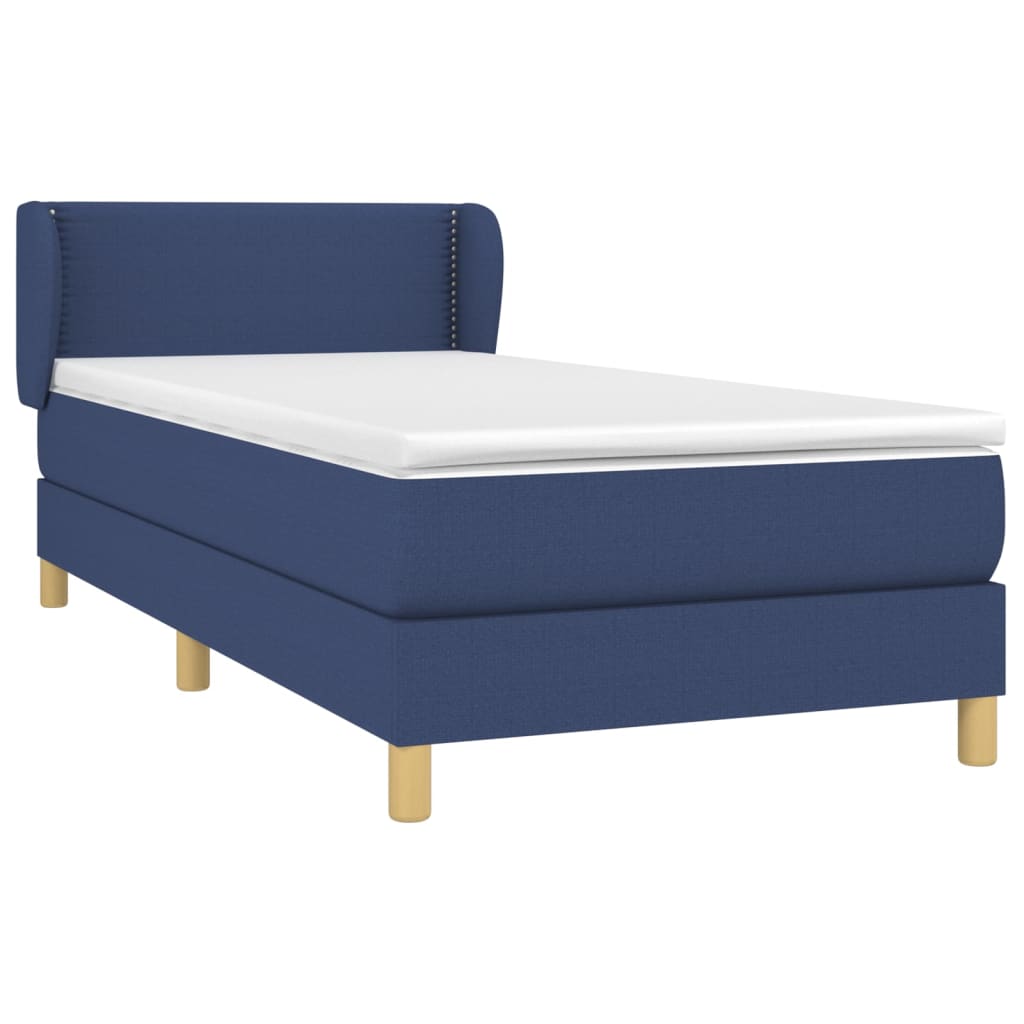 vidaXL Cama box spring con colchón tela azul 100x200 cm