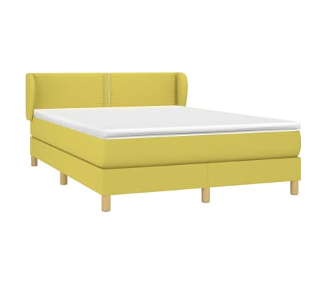 vidaXL Lova su spyruoklėmis ir čiužiniu, žalia, 140x190 cm, audinys