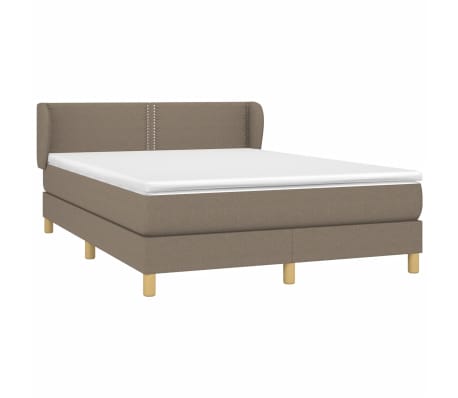 vidaXL Cama box spring con colchón tela gris taupe 140x200 cm