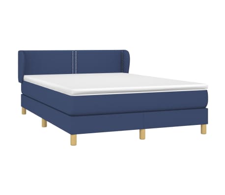 vidaXL Cama box spring con colchón tela azul 140x200 cm