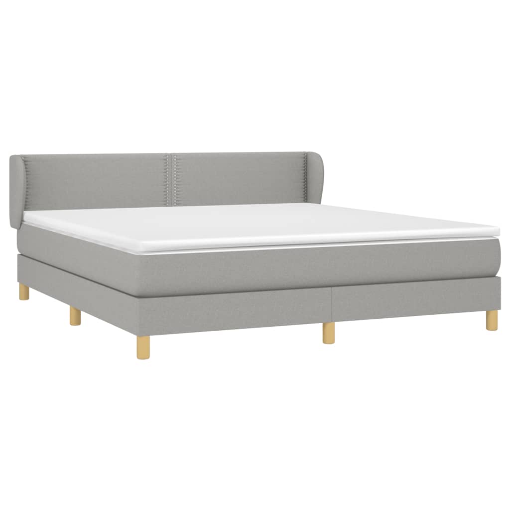 vidaXL Boxspring met matras stof lichtgrijs 160x200 cm afbeelding