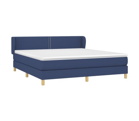 vidaXL Boxspring met matras stof blauw 160x200 cm