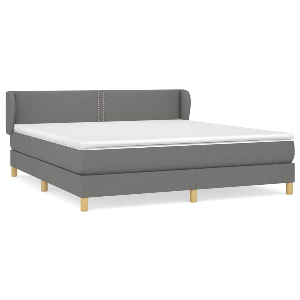vidaXL Pat box spring cu saltea, gri închis, 180x200 cm, textil