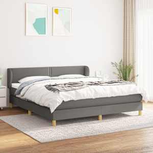 Box spring postel s matrací tmavě šedá 180x200 cm textil - obrázek 1
