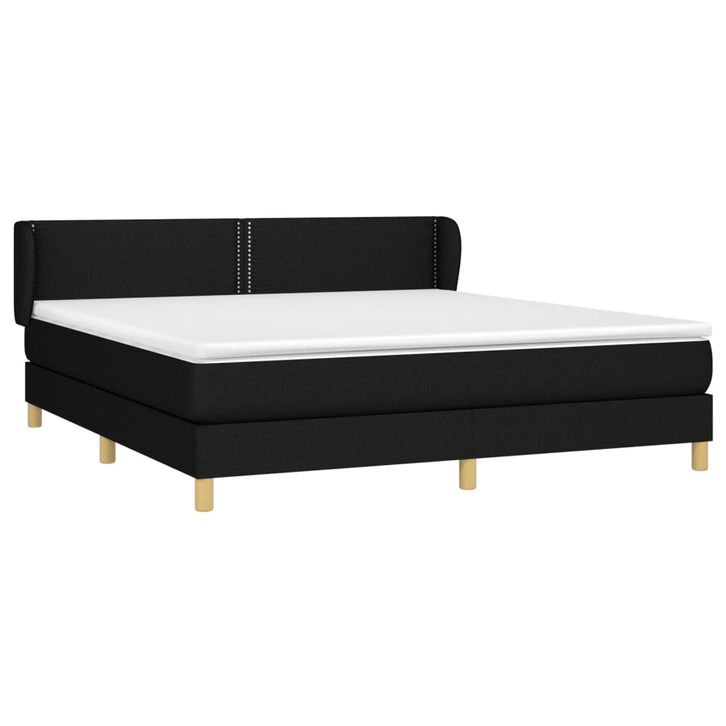 Pat box spring cu saltea, negru, 180x200 cm, catifea