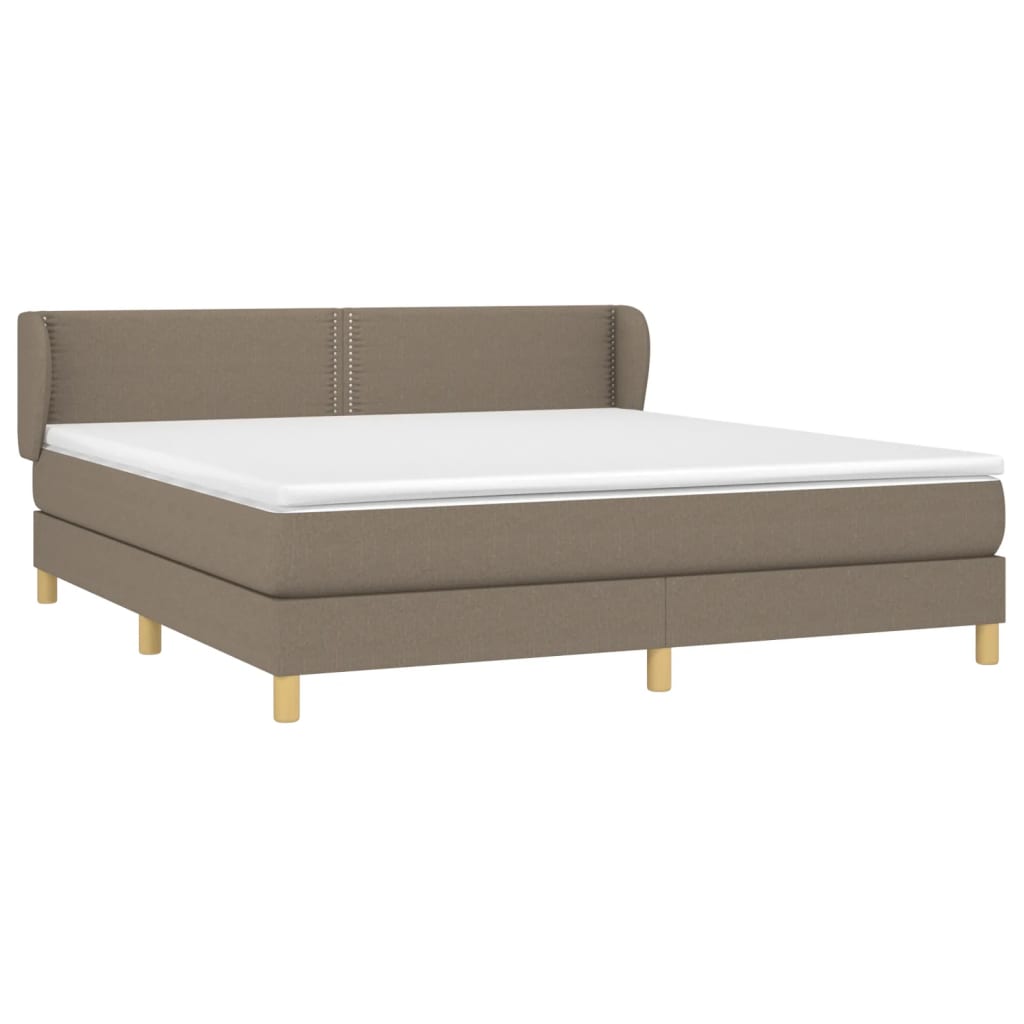 vidaXL Box spring postelja z vzmetnico taupe 180x200 cm blago