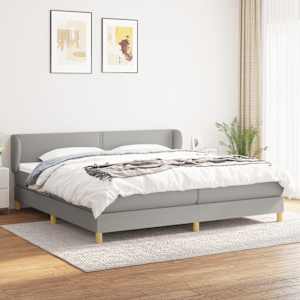 Box spring postel s matrací světle šedá 200 x 200 cm textil - obrázek 1