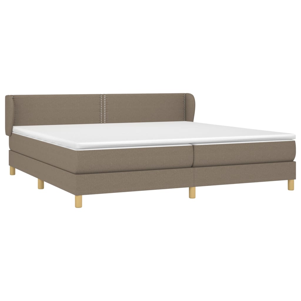 vidaXL Box spring postelja z vzmetnico taupe 200x200 cm blago