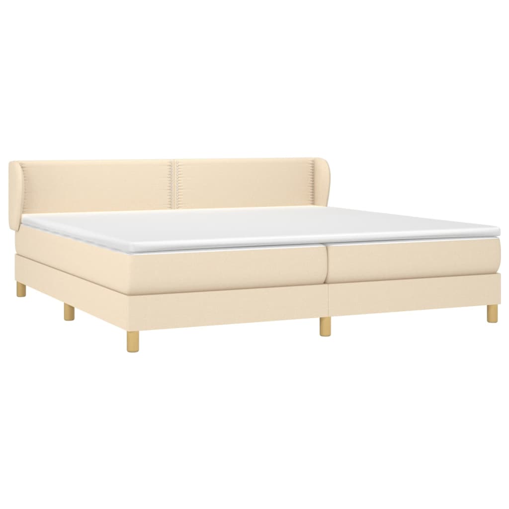 vidaXL Boxspring met matras stof crèmekleurig 200x200 cm afbeelding