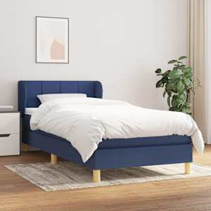 Box spring postel s matrací modrá 90x190 cm textil - obrázek 1