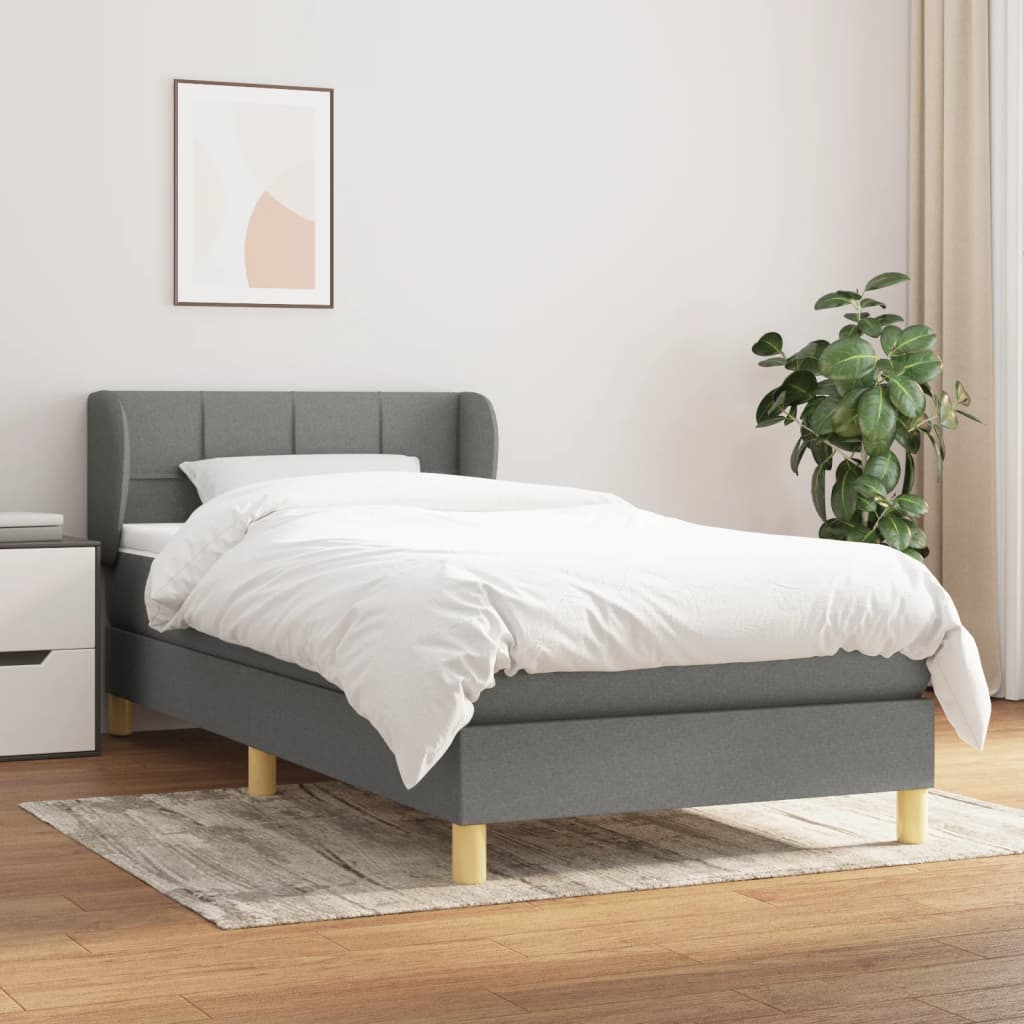  Boxspring posteľ s matracom tmavosivá 90x200 cm látka