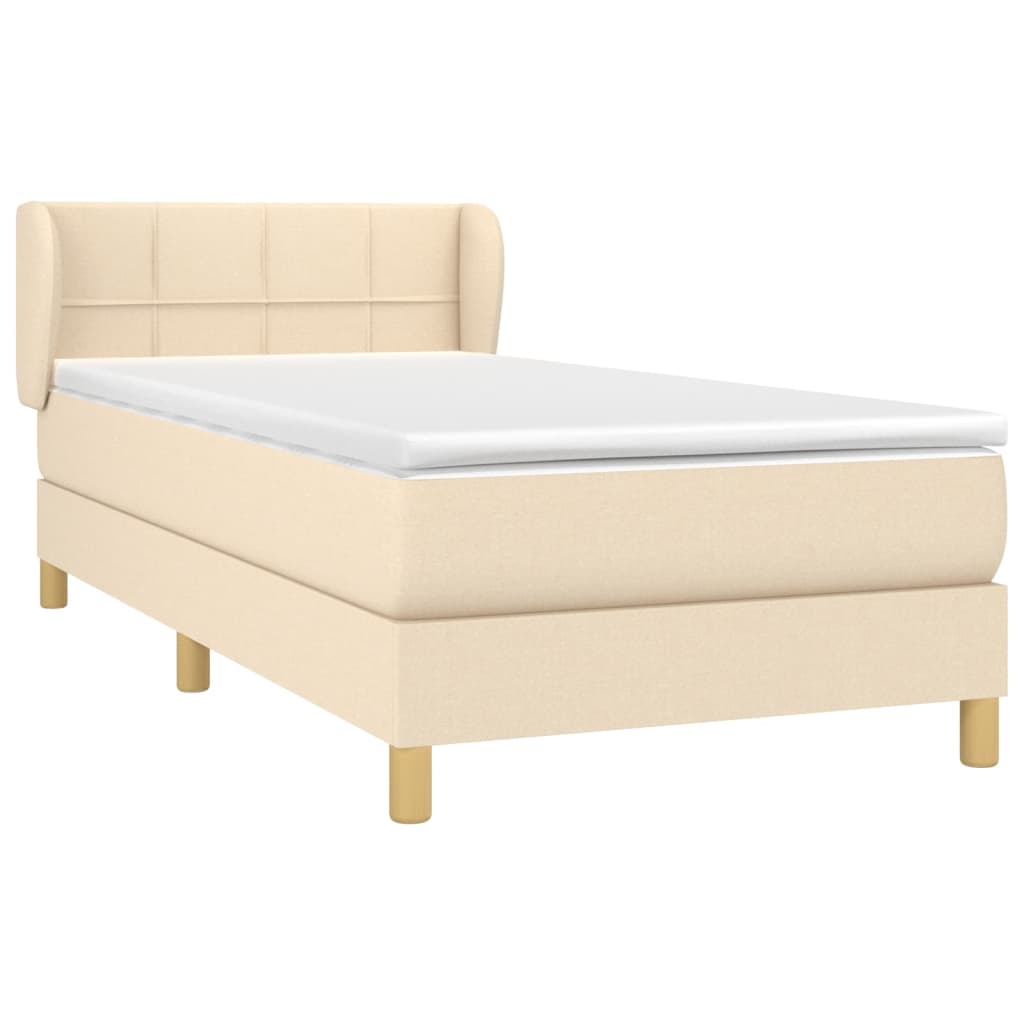 vidaXL Boxspring met matras stof crèmekleurig 100x200 cm afbeelding
