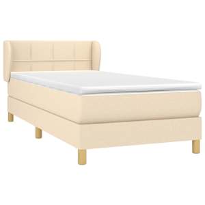 Box spring postel s matrací krémová 100 x 200 cm textil - obrázek 3