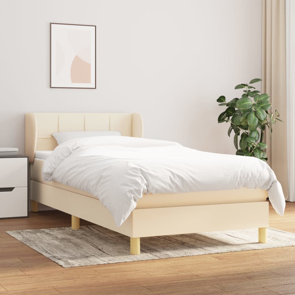 Boxspringbett mit Matratze Creme 100×200 cm Stoff