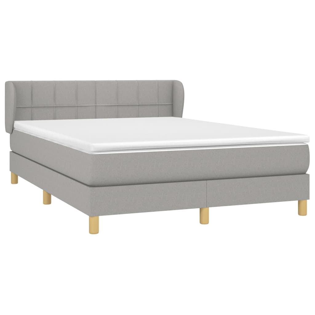 vidaXL Boxspring met matras stof lichtgrijs 140x190 cm afbeelding