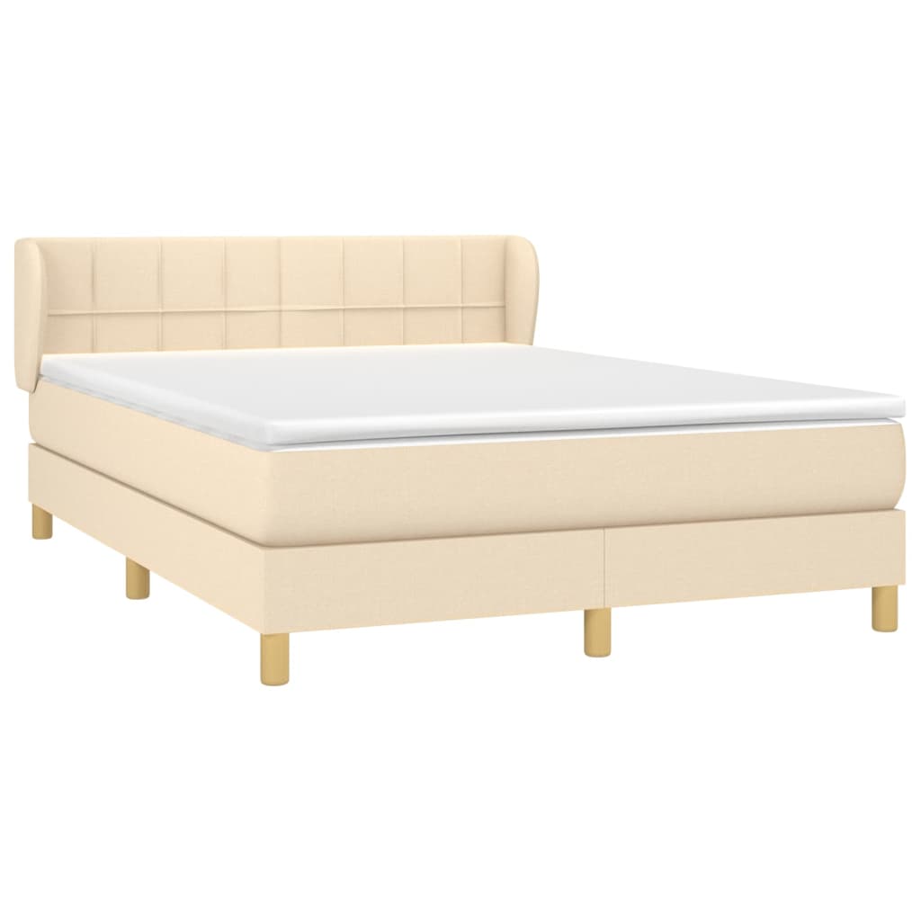 vidaXL Boxspring met matras stof crèmekleurig 140x190 cm afbeelding