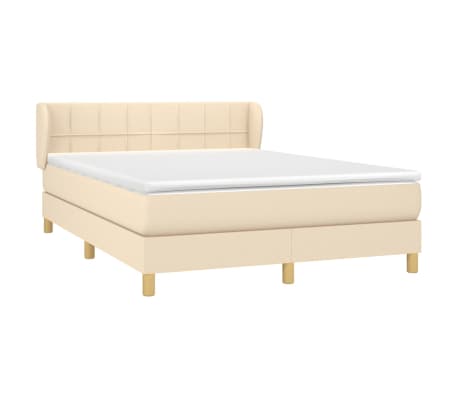 vidaXL Boxspringbett mit Matratze Creme 140x190 cm Stoff