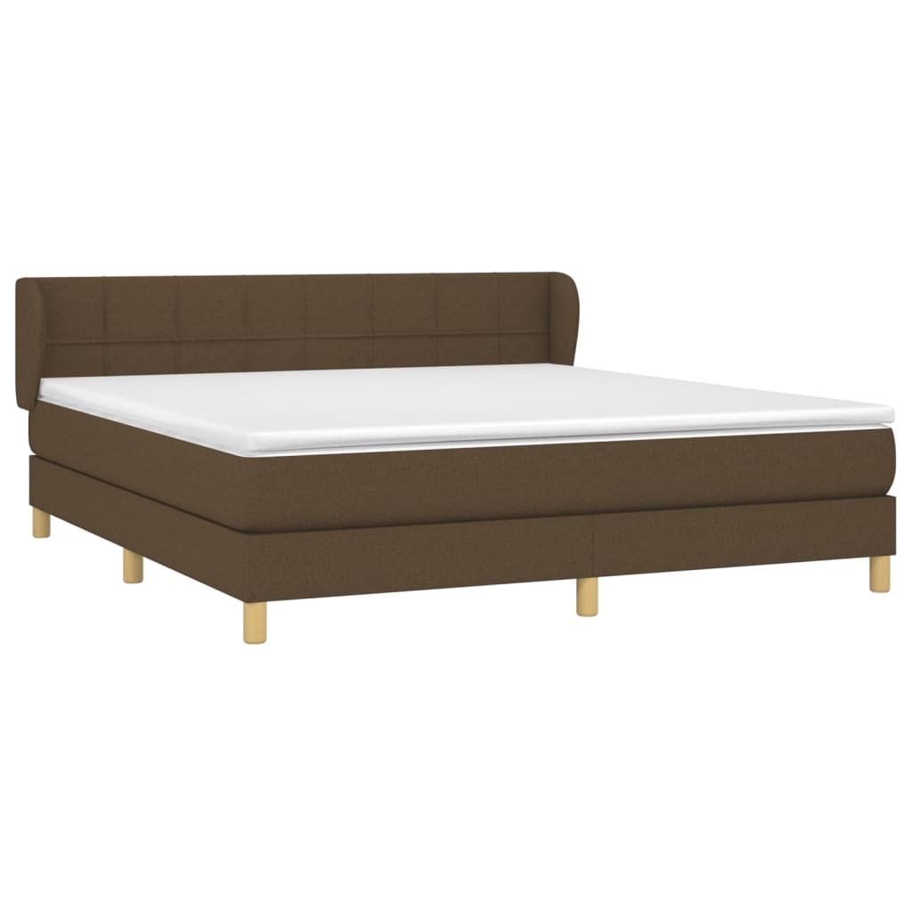 vidaXL Boxspring met matras stof donkerbruin 160x200 cm afbeelding