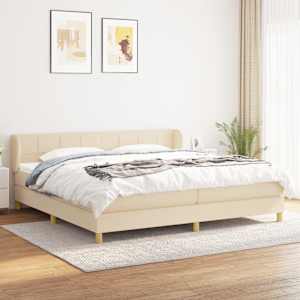 Box spring postel s matrací krémová 200x200 cm textil - obrázek 1