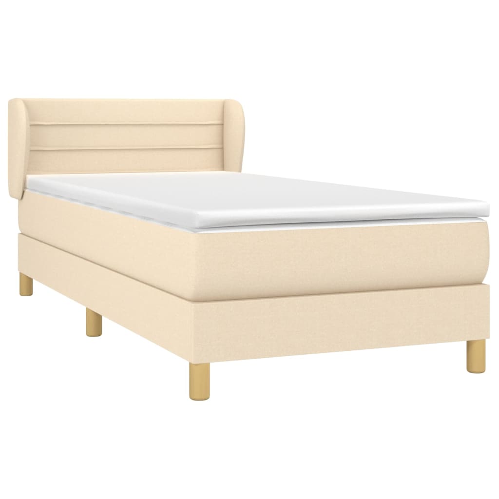 vidaXL Boxspring met matras stof crèmekleurig 90x190 cm afbeelding