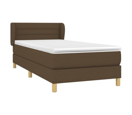 vidaXL Κρεβάτι Boxspring με Στρώμα Σκούρο Καφέ 90x200 εκ. Υφασμάτινο