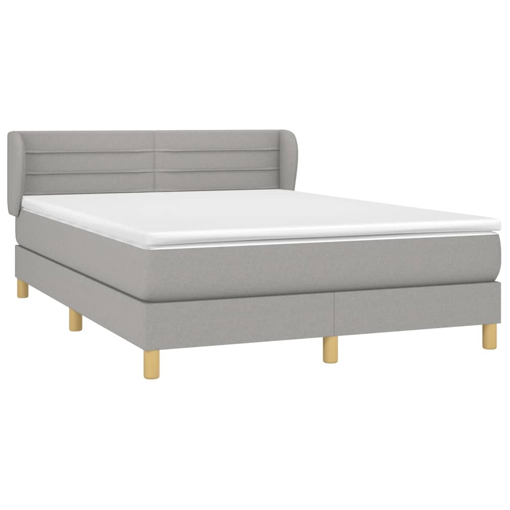 Box spring posteljni z vzmetnico svetlo siv 140x190 cm blago