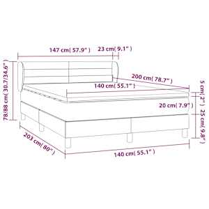 Box spring postel s matrací tmavě šedá 140x200 cm textil - obrázek 7