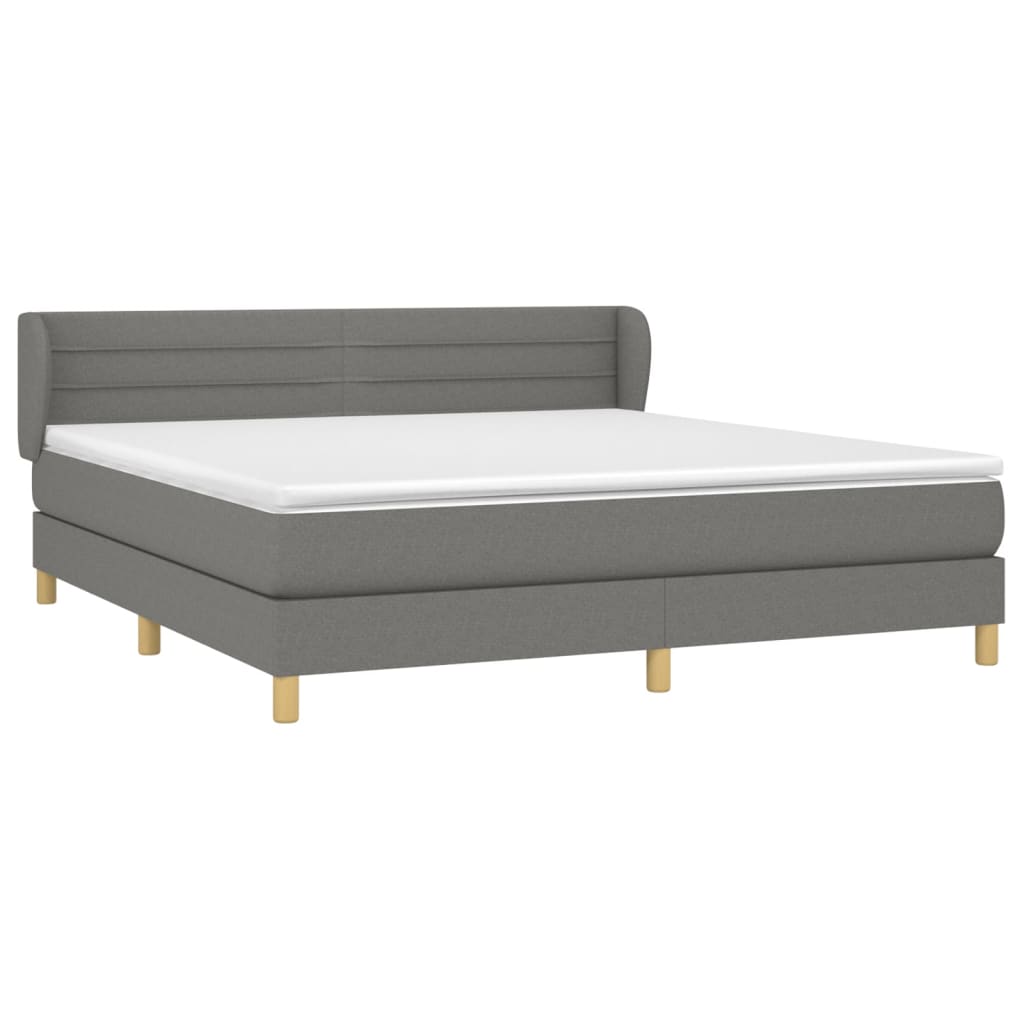 Box spring postelja z vzmetnico temno siva 160x200 cm blago