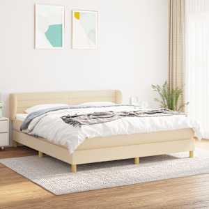 Box spring postelja z vzmetnico krem 160x200 cm blago