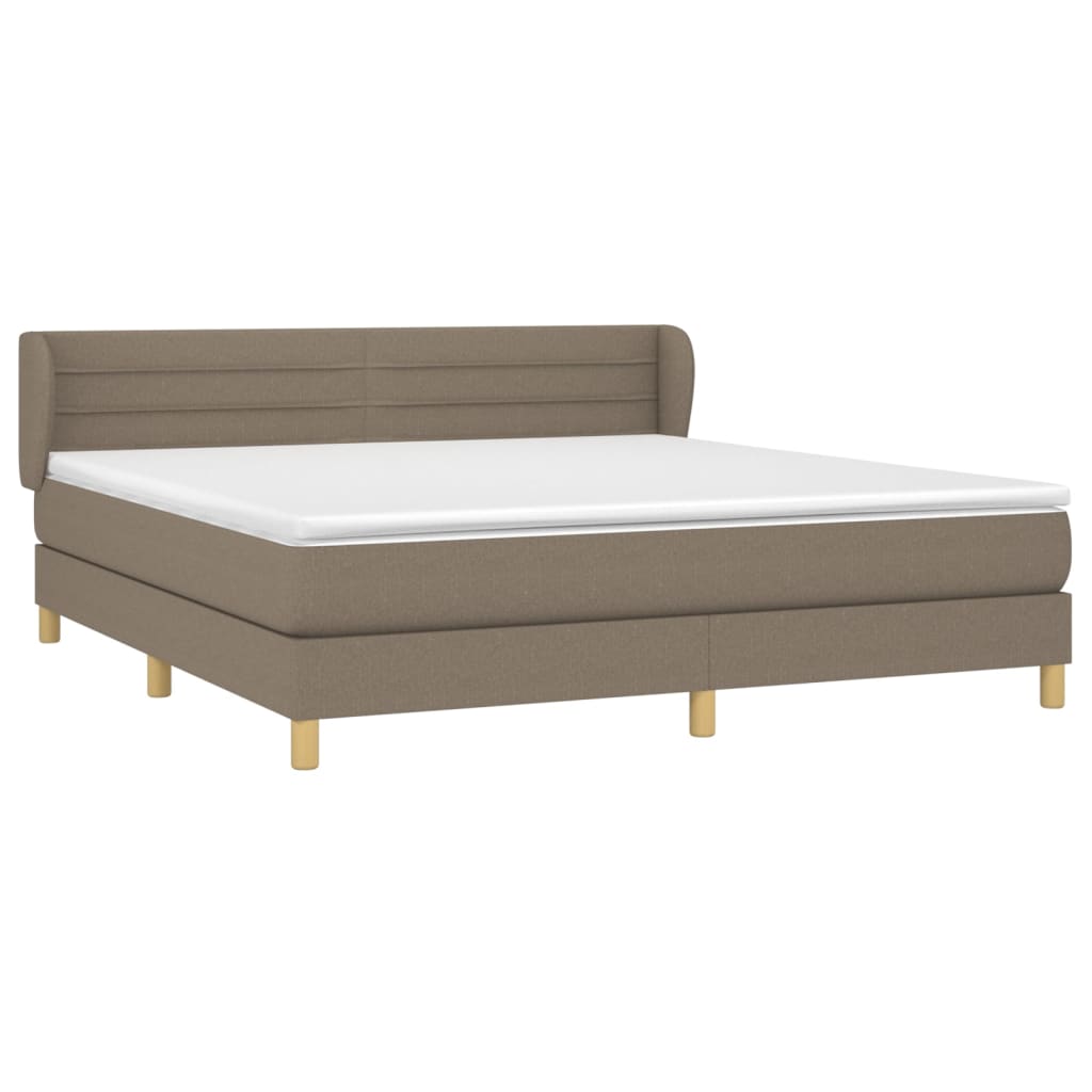 vidaXL Boxspring met matras stof taupe 180x200 cm afbeelding