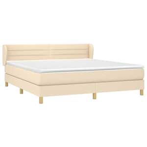 Box spring postel s matrací krémová 180x200 cm textil - obrázek 3