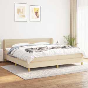 Box spring postelja z vzmetnico krem 200x200 cm blago