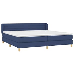 Box spring postel s matrací modrá 200x200 cm textil - obrázek 3