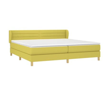 vidaXL Lova su spyruoklėmis ir čiužiniu, žalia, 200x200 cm, audinys