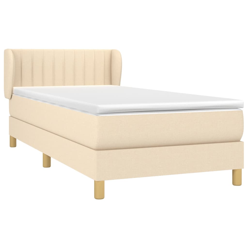 vidaXL Boxspring met matras stof crèmekleurig 90x190 cm afbeelding