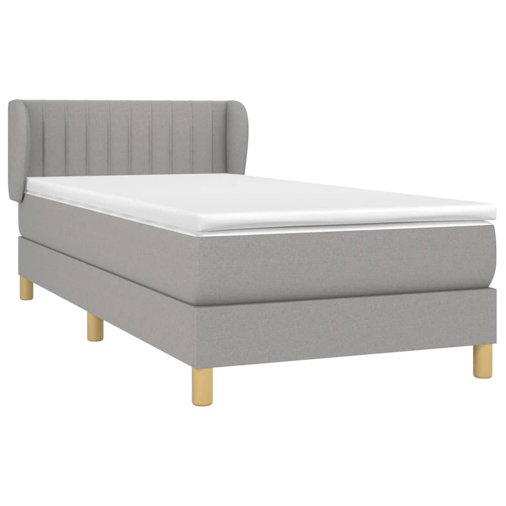 vidaXL Boxspring met matras stof lichtgrijs 90x200 cm afbeelding