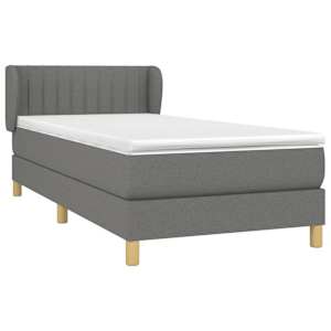 Box spring postel s matrací tmavě šedá 90x200 cm textil - obrázek 3
